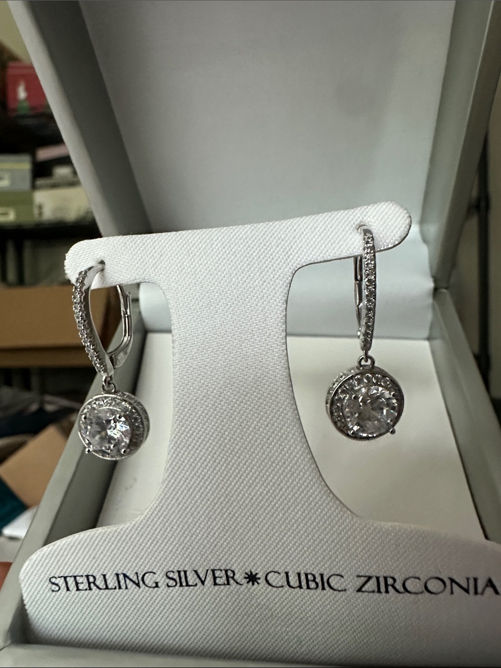 Beautiful Sterling Silver & Cubic Zirconia Drop Earrings
